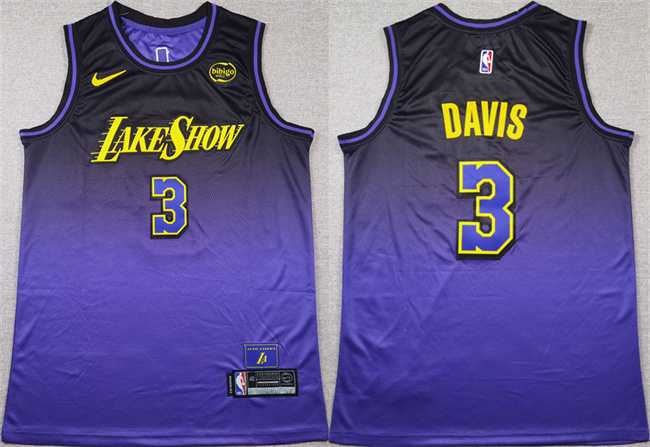 Men%27s Los Angeles Lakers #3 Anthony Davis Purple 2024 Stitched Basketball Jersey->los angeles lakers->NBA Jersey